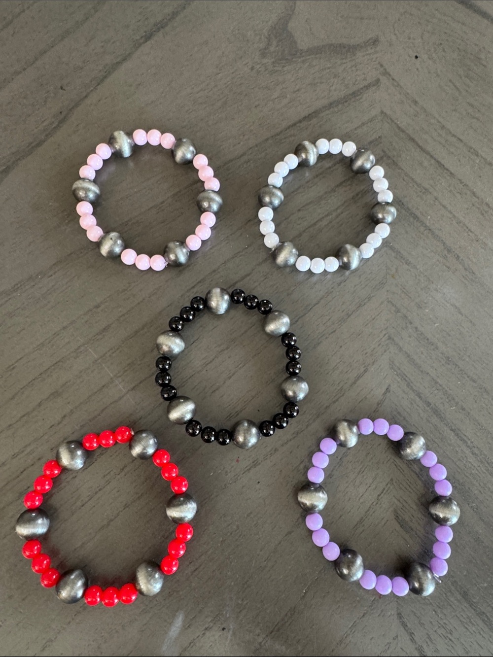 Handmade 5 woman Beaded Stretch Bracelet Set - Pastel & Bold Colors